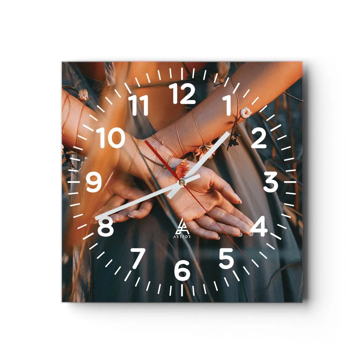Reloj de pared - Reloj de vidrio - Conectada con la naturaleza - 40x40 cm