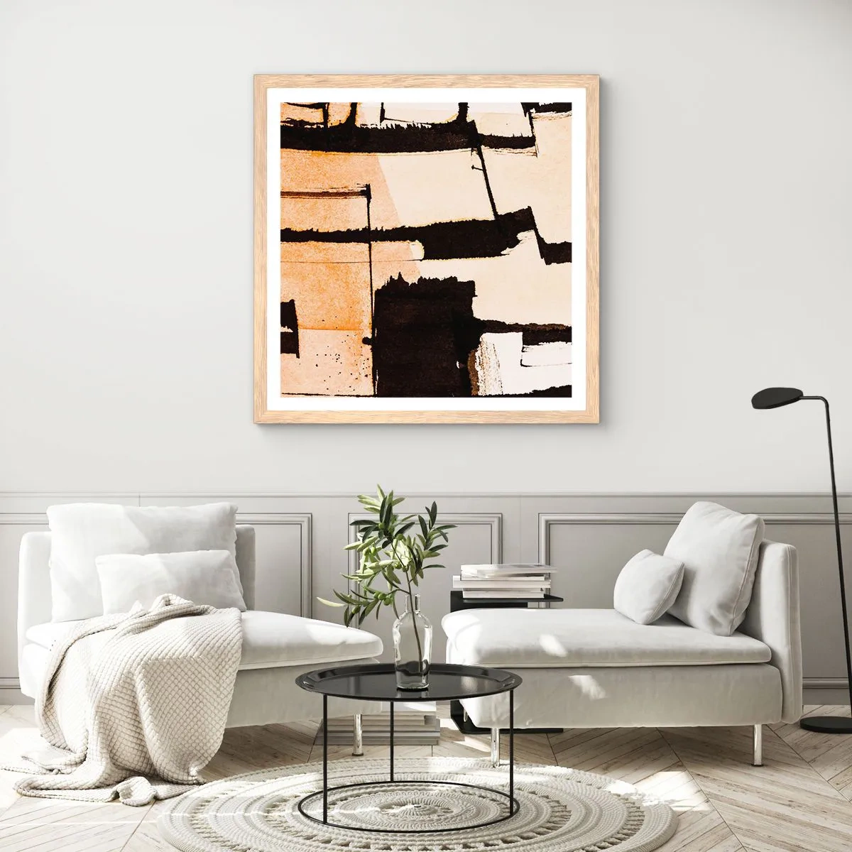 Póster en marco roble claro - Aun así hay orden - 60x60 cm