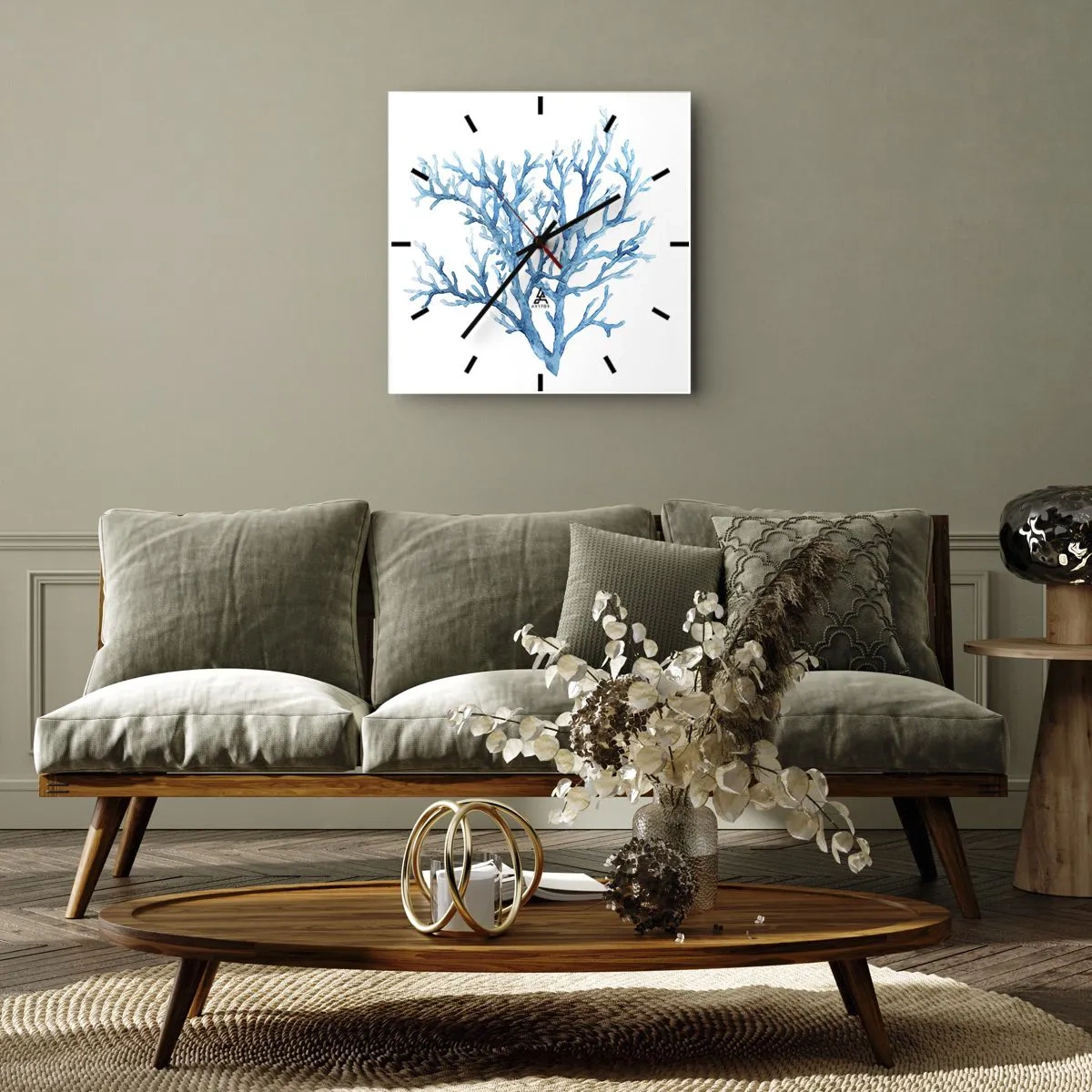 Reloj de pared - Reloj de vidrio - Filigrana marina - 30x30 cm