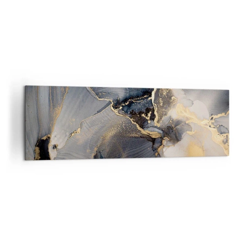 Cuadro sobre lienzo - Impresión de Imagen - Oro abstracto y gris sobre lienzo - 160x50cm - La vida de una piedra - Decoración de pared moderna para salón y dormitorio ARTTOR