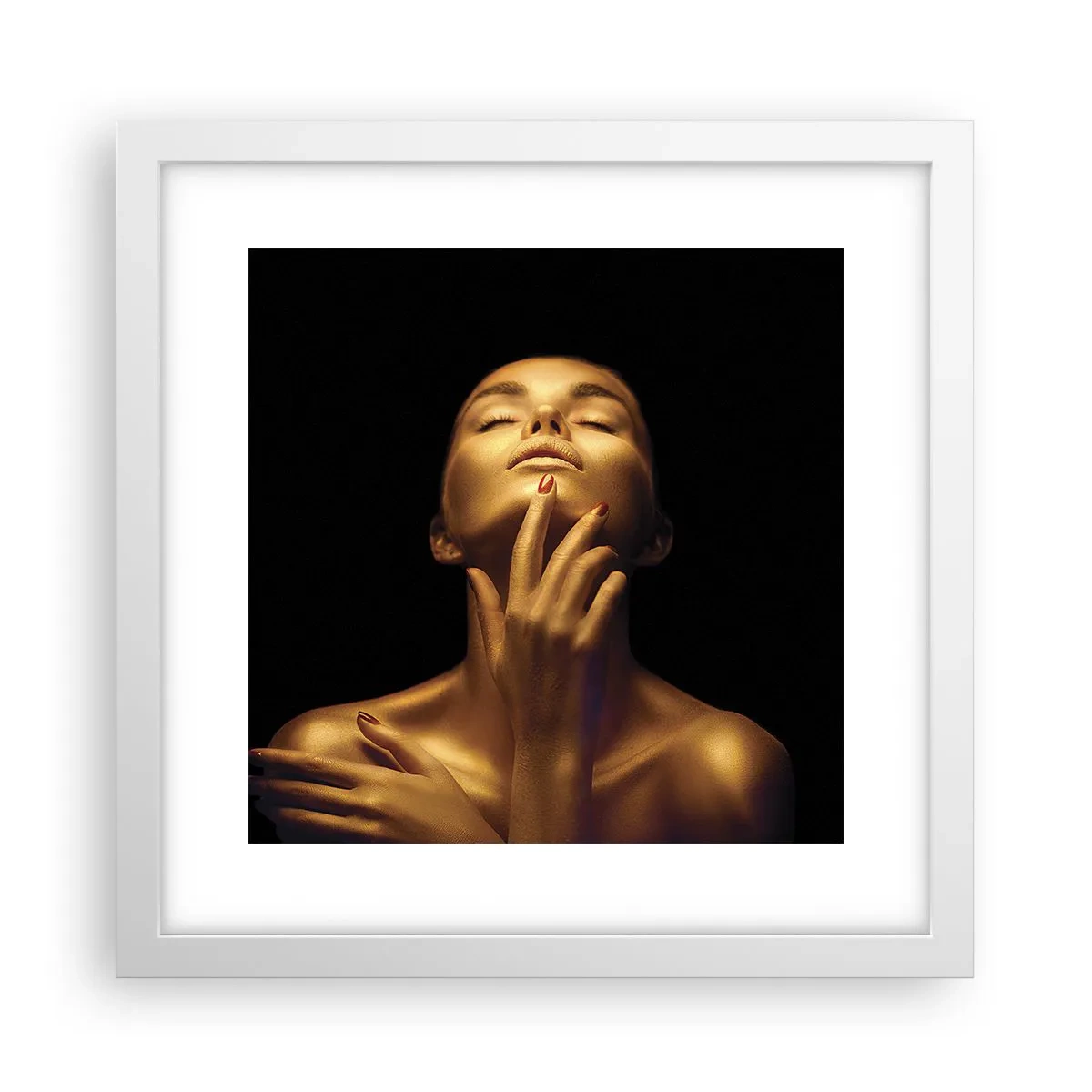 Póster en marco blanco - Como seda dorada - 30x30 cm