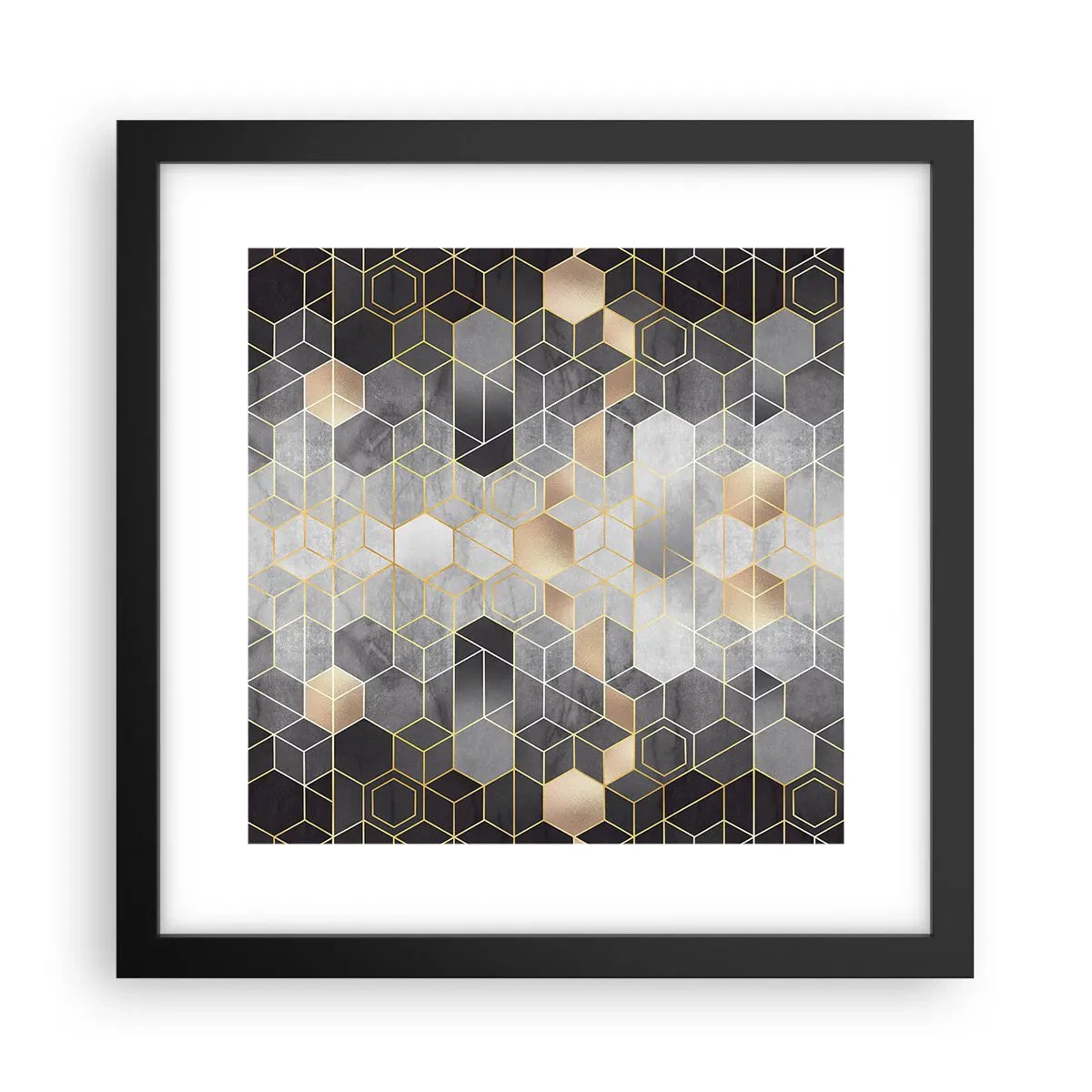 Póster en marco negro - Composición de diamantes - 30x30 cm