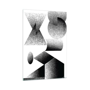 Cuadro sobre vidrio - Impresiones sobre Vidrio - Geometría compuesta por ángulos y formas ovaladas. - 80x120cm - Ángulos y óvalos - Decoración de pared moderna para salón y dormitorio ARTTOR