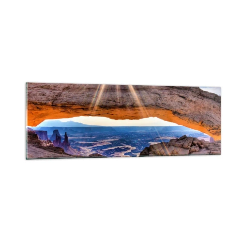 Cuadro sobre vidrio - Impresiones sobre Vidrio - A través de la puerta de la roca - 90x30 cm