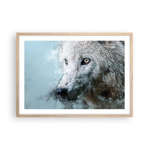 Póster en marco roble claro - Conoce el alma del lobo - 70x50 cm