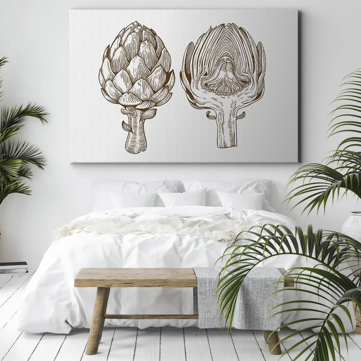 Cuadro sobre lienzo - Impresión de Imagen - Dibujo artístico vintage de una alcachofa - 70x50cm - Lección de anatomía - Decoración de pared moderna para salón y dormitorio ARTTOR