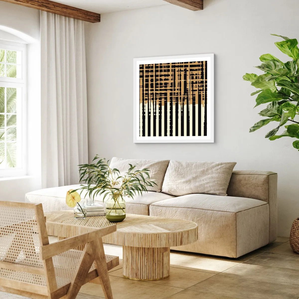 Póster en marco blanco - Abstracción arquitectónica - 60x60 cm