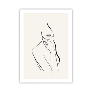 Póster - Una línea minimalista de una silueta femenina sobre un fondo claro. - 50x70cm - Una ola de melancolía - Decoración de pared moderna para salón y dormitorio ARTTOR