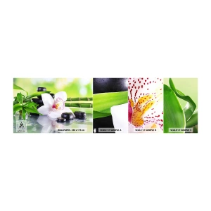 Muestra de fotomural autoadhesivo Deluxe Sticker - Frescura - Bambú, Flor, Orquídea - 100x30 cm