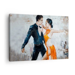 Cuadro sobre lienzo - Impresión de Imagen - Una pareja dinámica bailando al estilo latinoamericano. - 70x50cm - Dirty dancing - Decoración de pared moderna para salón y dormitorio ARTTOR