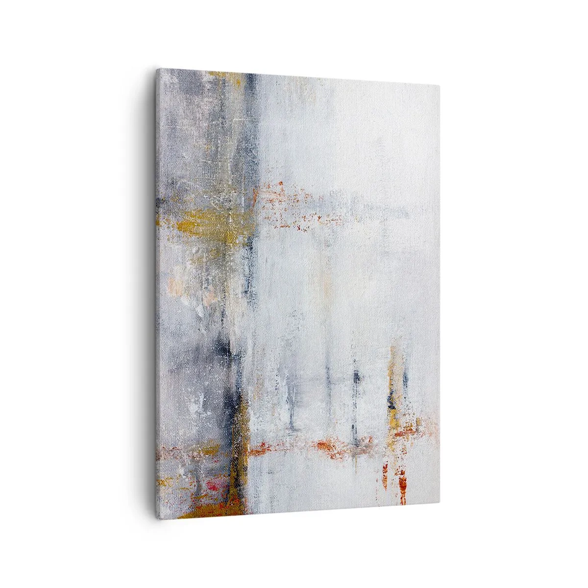 Cuadro sobre lienzo - Impresión de Imagen - Un paisaje abstracto con acentos borrosos de gris y dorado. - 50x70cm - Tras una cortina de aire - Decoración de pared moderna para salón y dormitorio ARTTOR