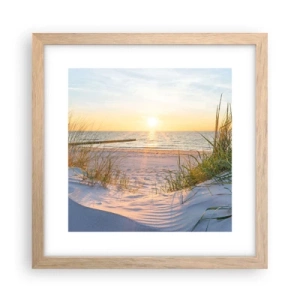 Póster en marco roble claro - El sonido del mar, el canto de los pájaros, una playa virgen entre las dunas... - 30x30 cm