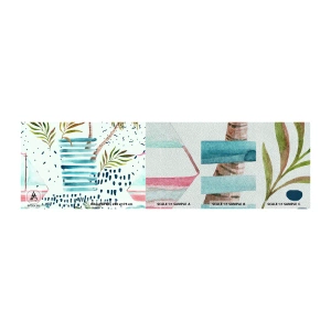 Muestra de fotomural Premium Sand - Vacaciones bajo las palmeras - acuarelas, Palmera de cocos, Velero - 100x30 cm