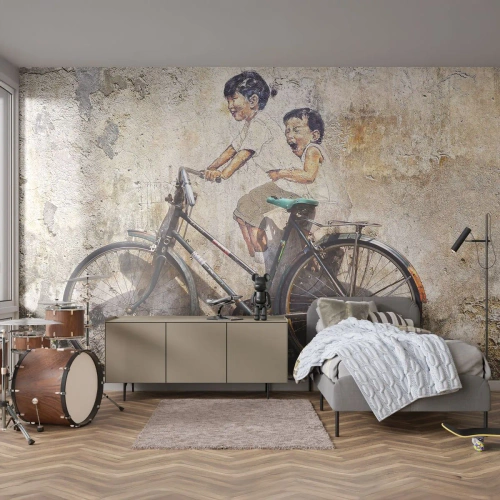 Fotomural Premium Canvas - ¿Verdadero o falso? - Abstracción, Mural, Bicicleta - 200x140 cm