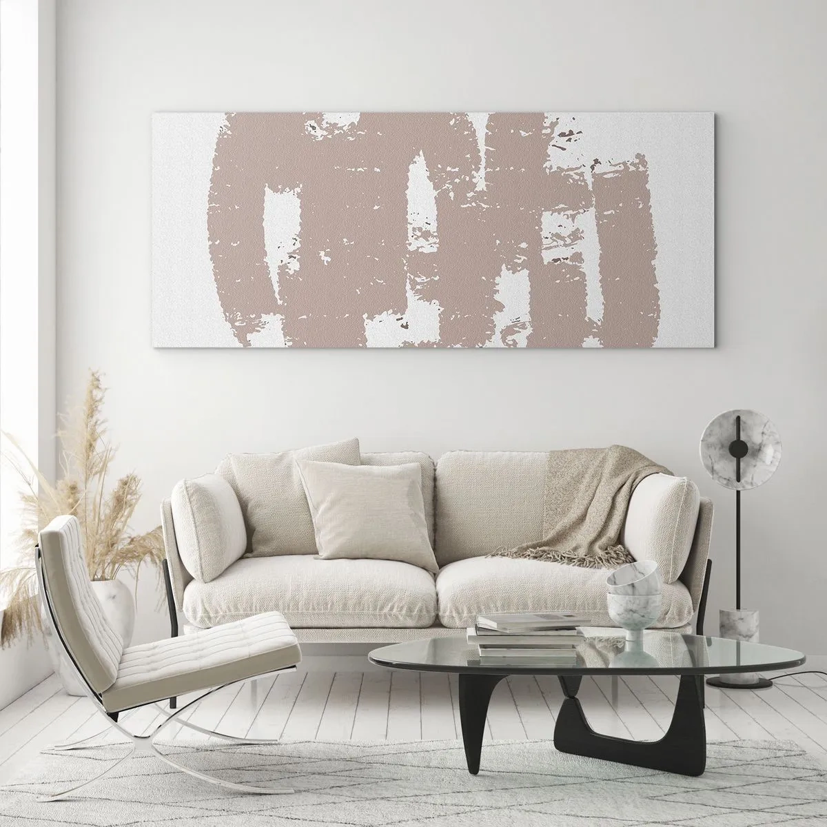 Cuadro sobre vidrio - Impresiones sobre Vidrio - Abstracción en rosa suave - 100x40 cm
