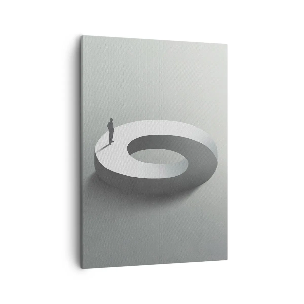 Cuadro sobre lienzo - Impresión de Imagen - Un hombre sobre una estructura gris y abstracta. - 50x70cm - Ser sabio no es una labor sencilla - Decoración de pared moderna para salón y dormitorio ARTTOR