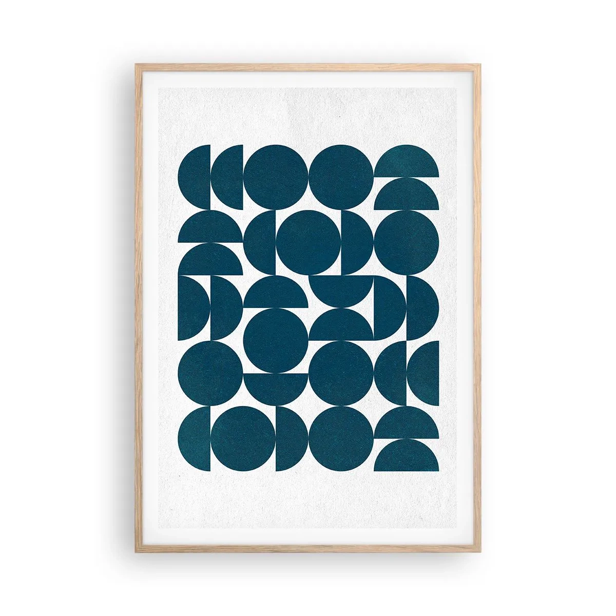 Póster en marco roble claro - Círculos y semicírculos - 70x100 cm