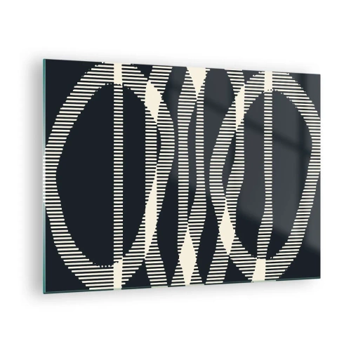 Cuadro sobre vidrio - Impresiones sobre Vidrio - Líneas geométricas en tonos negros y beige. - 70x50cm - Un intento de romper la oscuridad - Decoración de pared moderna para salón y dormitorio ARTTOR