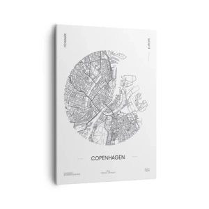 Cuadro sobre lienzo - Impresión de Imagen - Un mapa de Copenhague en un estilo minimalista en blanco y negro. - 50x70cm - Anatomía de Copenhague - Decoración de pared moderna para salón y dormitorio ARTTOR