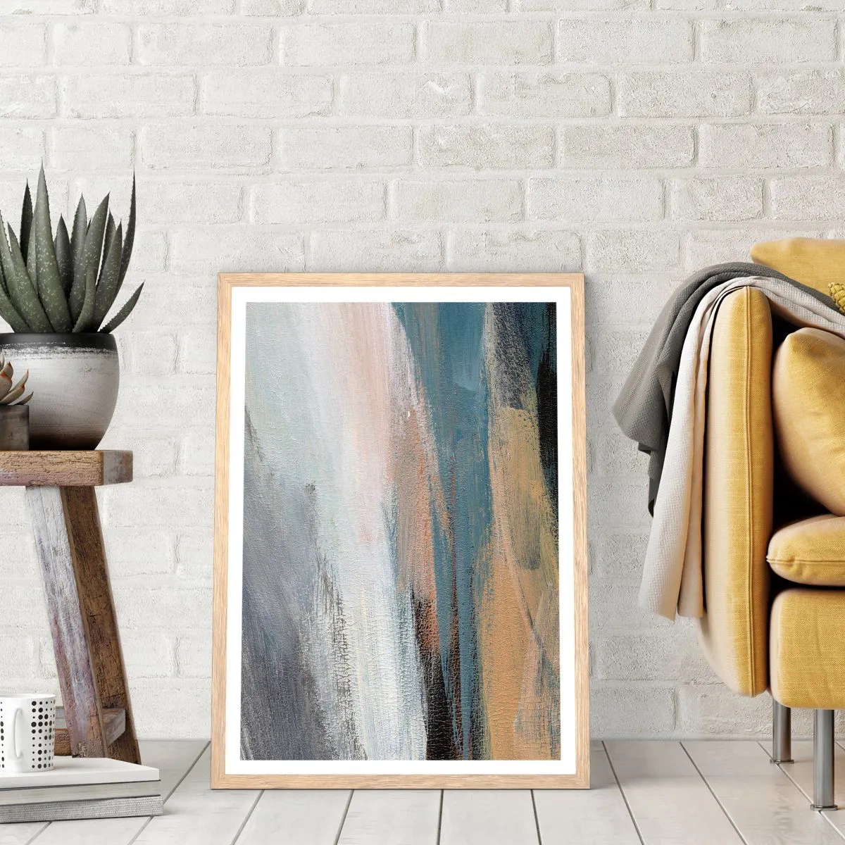 Póster en marco roble claro - Abstracción: paisaje nórdico - 70x100 cm