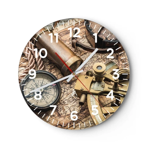 Reloj de pared - Reloj de vidrio - Establecer un rumbo - 40x40 cm