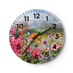 Reloj de pared - Reloj de vidrio - Un jardín enloquecido - 40x40 cm