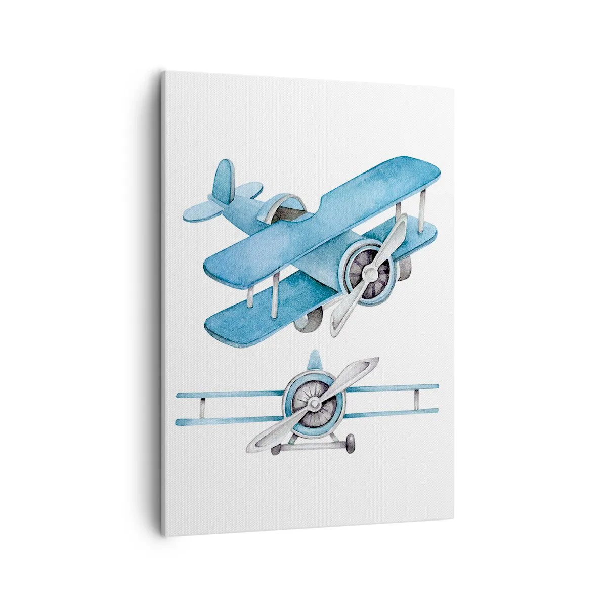 Cuadro sobre lienzo - Impresión de Imagen - Aviones retro azules - 50x70cm - Un ganador nato - Decoración de pared moderna para salón y dormitorio ARTTOR
