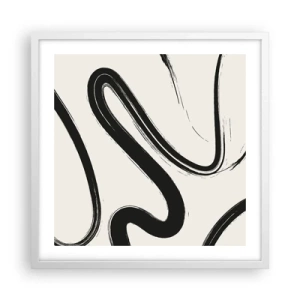 Póster en marco blanco - Fantasía en blanco y negro - 50x50 cm