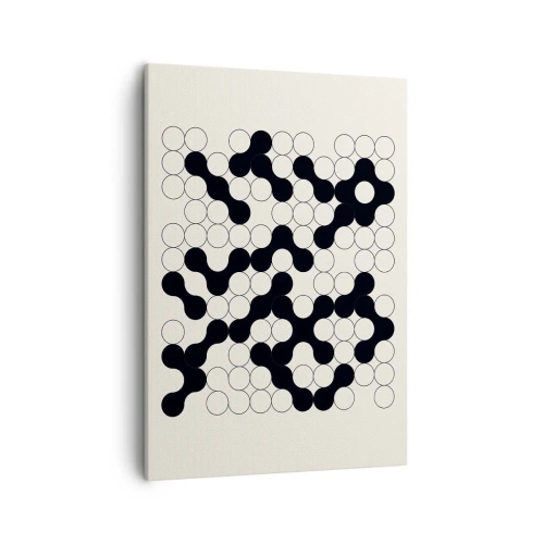 Cuadro sobre lienzo - Impresión de Imagen - Patrones en blanco y negro con círculos sobre un fondo claro. - 50x70cm - Juego chino - una variación - Decoración de pared moderna para salón y dormitorio ARTTOR
