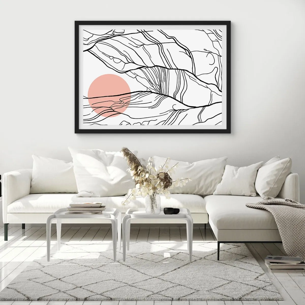Póster en marco negro - En una red de ramas - 91x61 cm