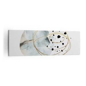 Cuadro sobre lienzo - Impresión de Imagen - Abstracción minimalista con patrón geométrico y líneas doradas. - 160x50cm - El concepto del espacio - Decoración de pared moderna para salón y dormitorio ARTTOR