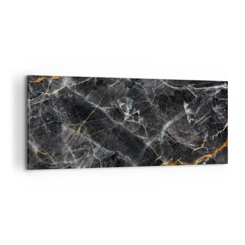 Cuadro sobre lienzo - Impresión de Imagen - Detalles negros y dorados de la superficie de mármol. - 120x50cm - La vida interior de la piedra - Decoración de pared moderna para salón y dormitorio ARTTOR