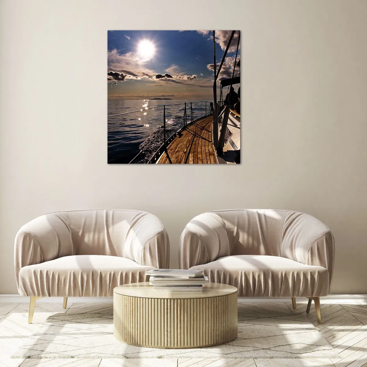 Cuadro sobre vidrio - Impresiones sobre Vidrio - Bajo las velas hacia el sol - 70x70 cm