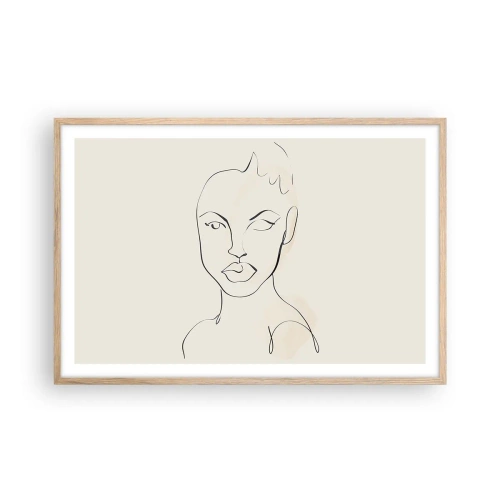 Póster en marco roble claro - Un esbozo de sensualidad - 91x61 cm