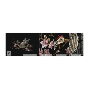 Muestra de fotomural autoadhesivo Deluxe Sticker - Ave florida - Pájaro, Gráficos, flores - 100x30 cm
