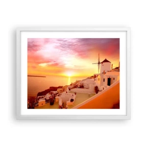 Póster en marco blanco - Blanco y dorado - 50x40 cm