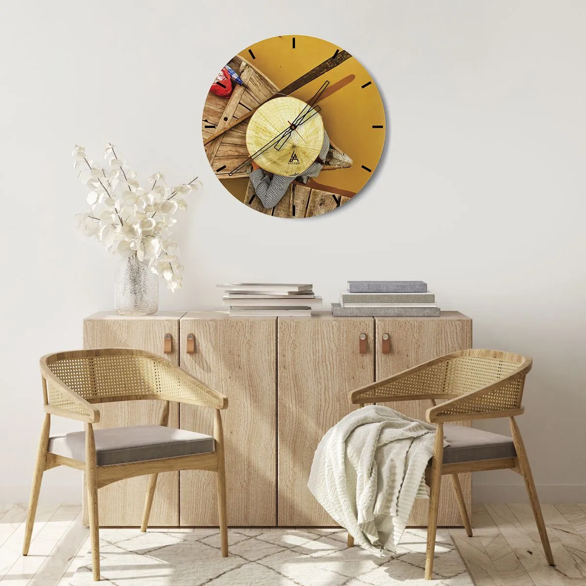 Reloj de pared - Reloj de vidrio - La vida en el río amarillo - 40x40 cm