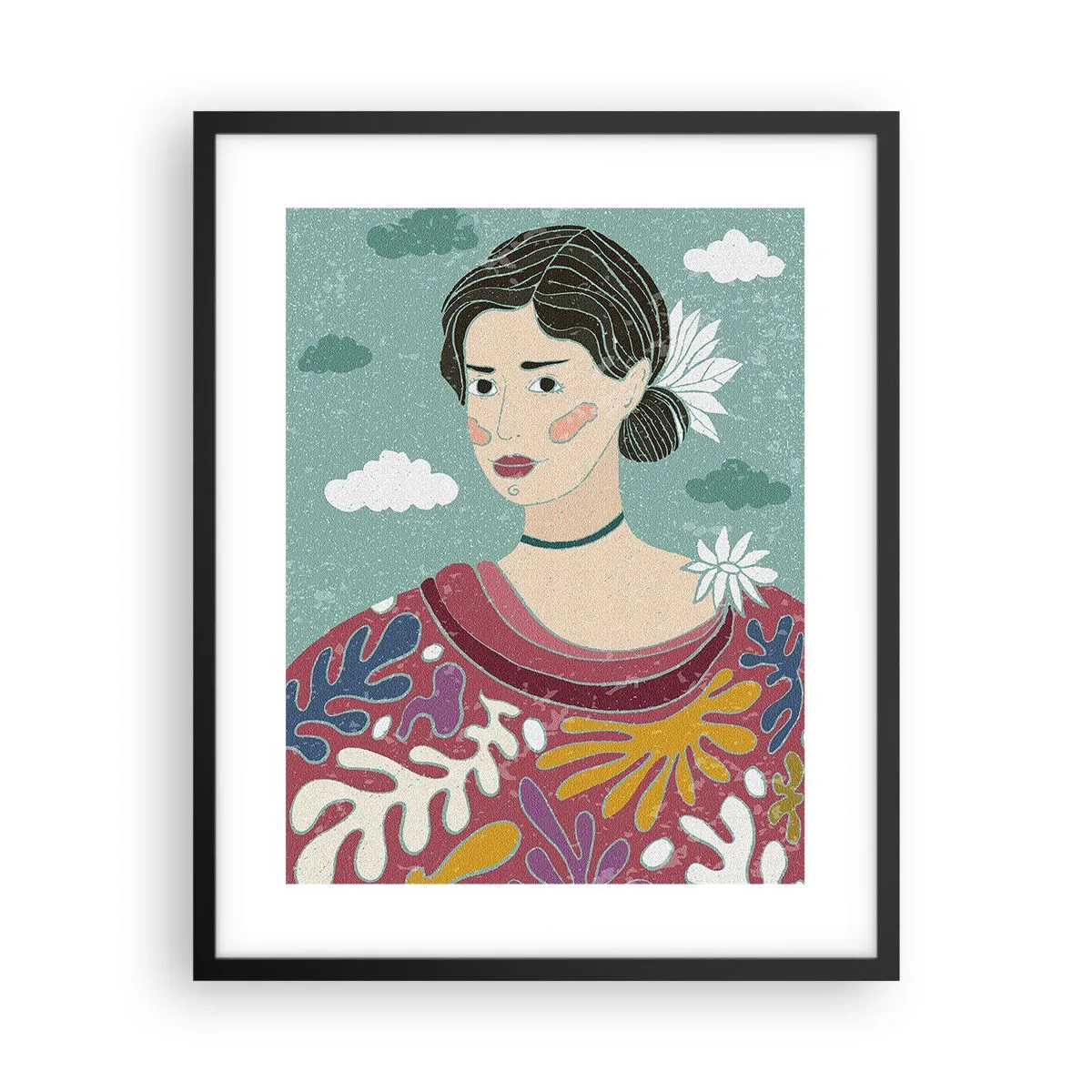 Póster en marco negro - Con melancolía en la mirada - 40x50 cm