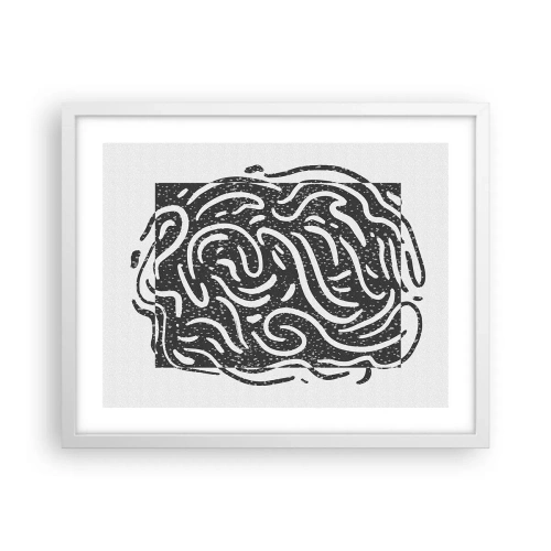 Póster en marco blanco - Abstracción: una danza de alegría - 50x40 cm