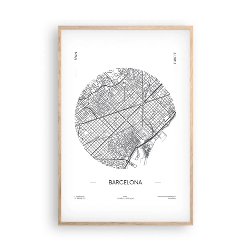Póster en marco roble claro - Anatomía de Barcelona - 61x91 cm