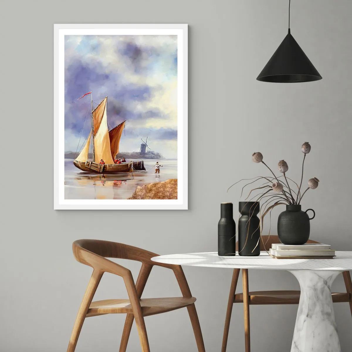 Póster en marco blanco - El regreso de los marineros - 30x40 cm