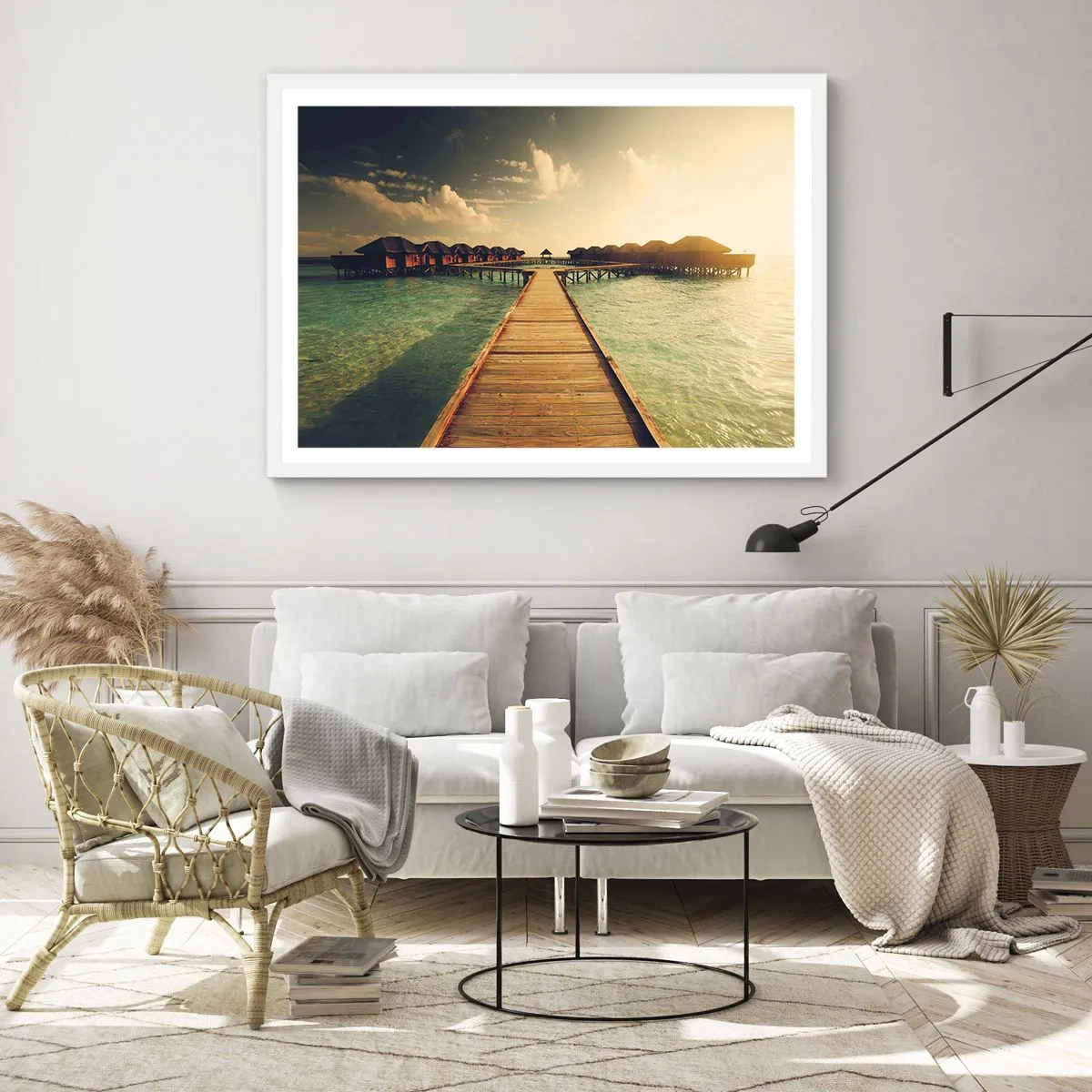 Póster en marco blanco - Una cálida invitación - 100x70 cm