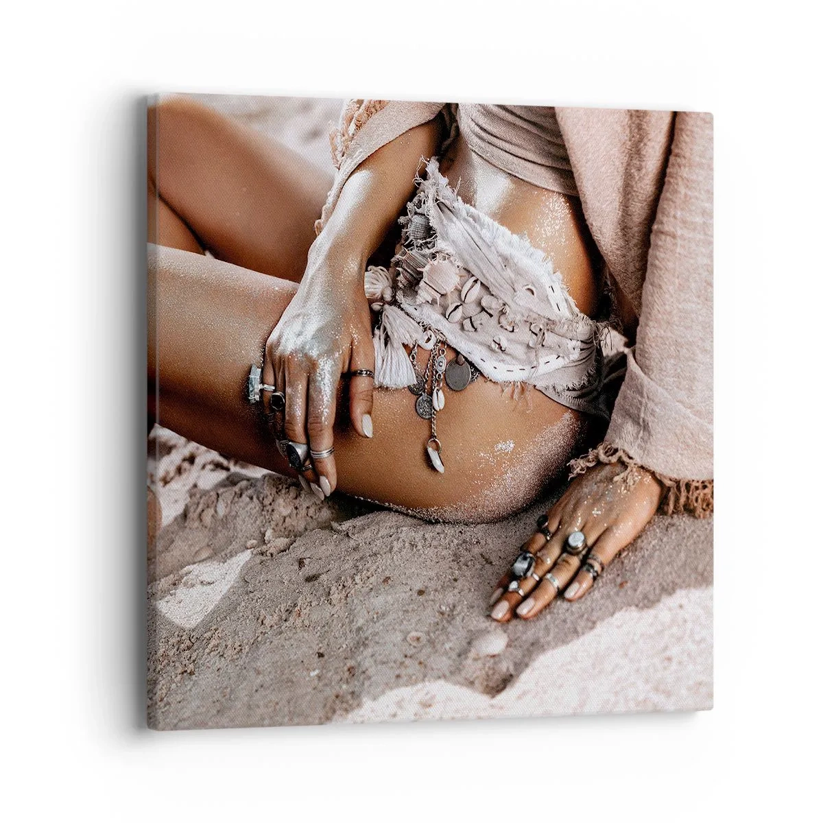 Cuadro sobre lienzo - Impresión de Imagen - Bañada por el sol y la arena - 40x40 cm