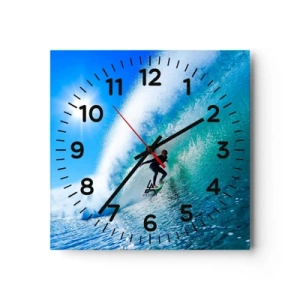 Reloj de pared - Reloj de vidrio - A través de la gran ola - 40x40 cm