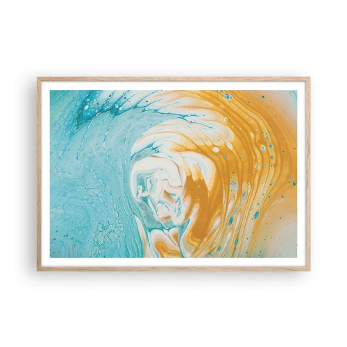Póster en marco roble claro - Remolino pastel - 100x70 cm
