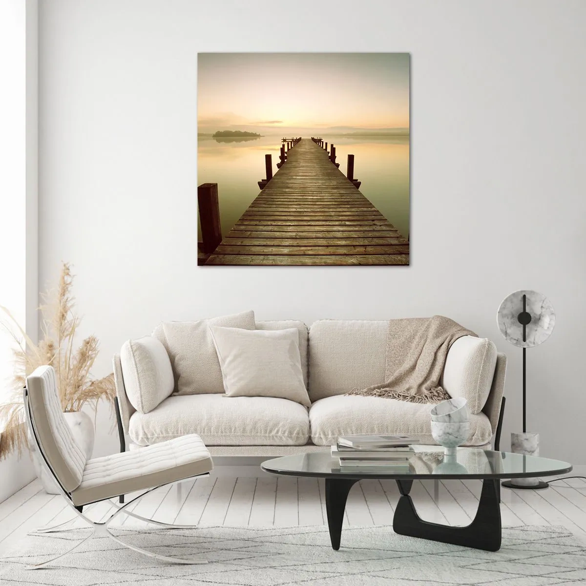 Cuadro sobre vidrio - Impresiones sobre Vidrio - Antes del amanecer, al amanecer, la luz - 70x70 cm