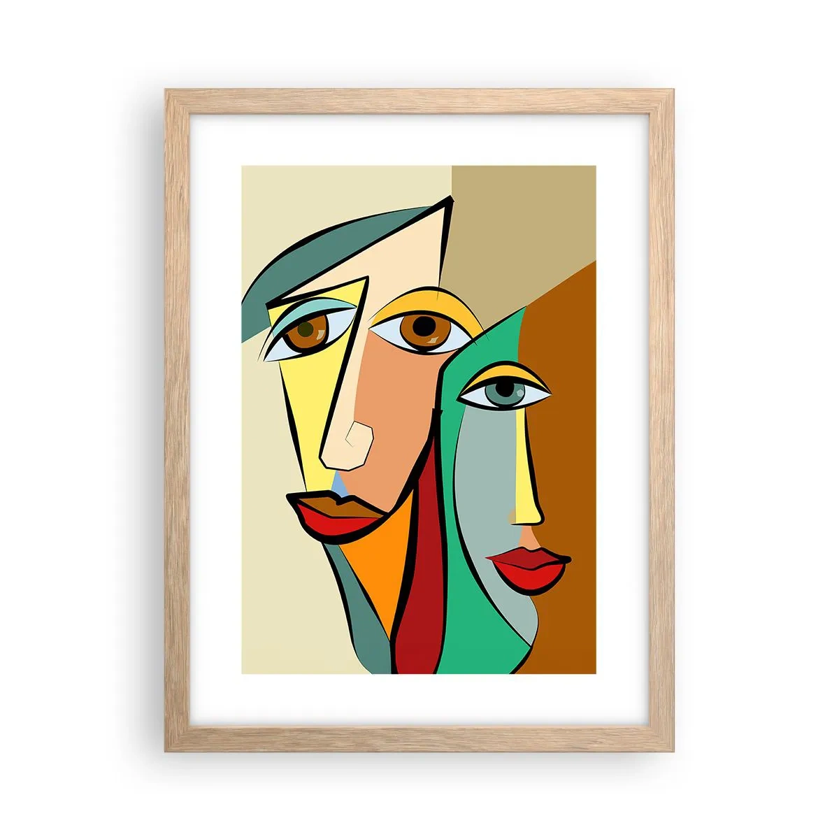 Póster en marco roble claro - Pareja cubista - 30x40 cm