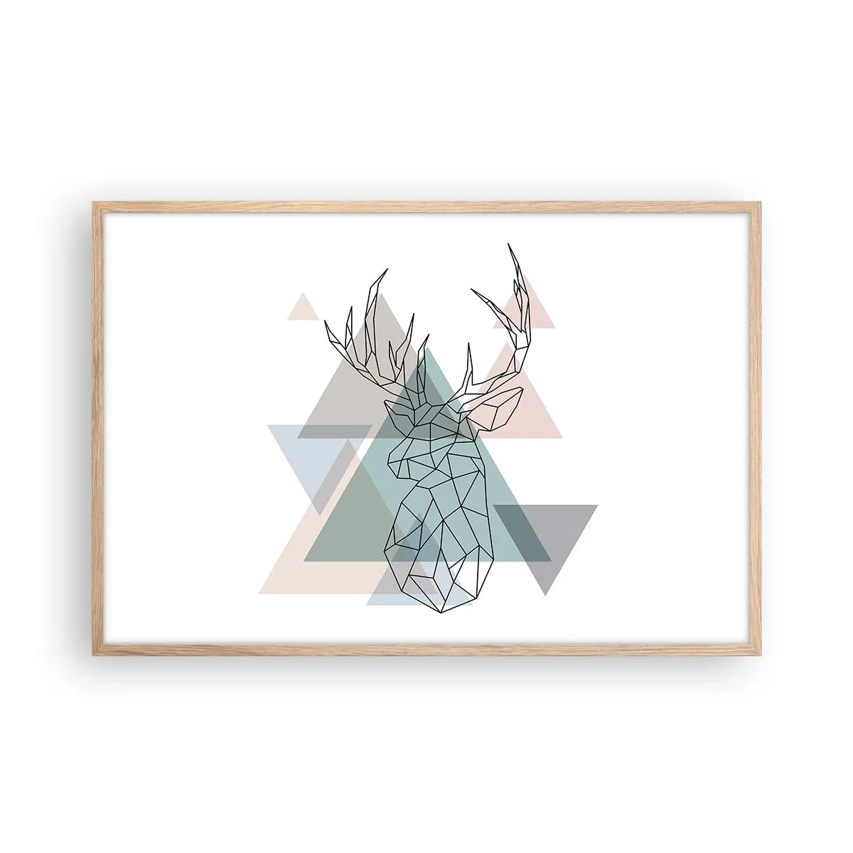 Póster en marco roble claro - En un bosque geométrico - 91x61 cm