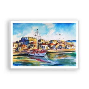 Póster en marco blanco - Tarde de arco iris - 100x70 cm