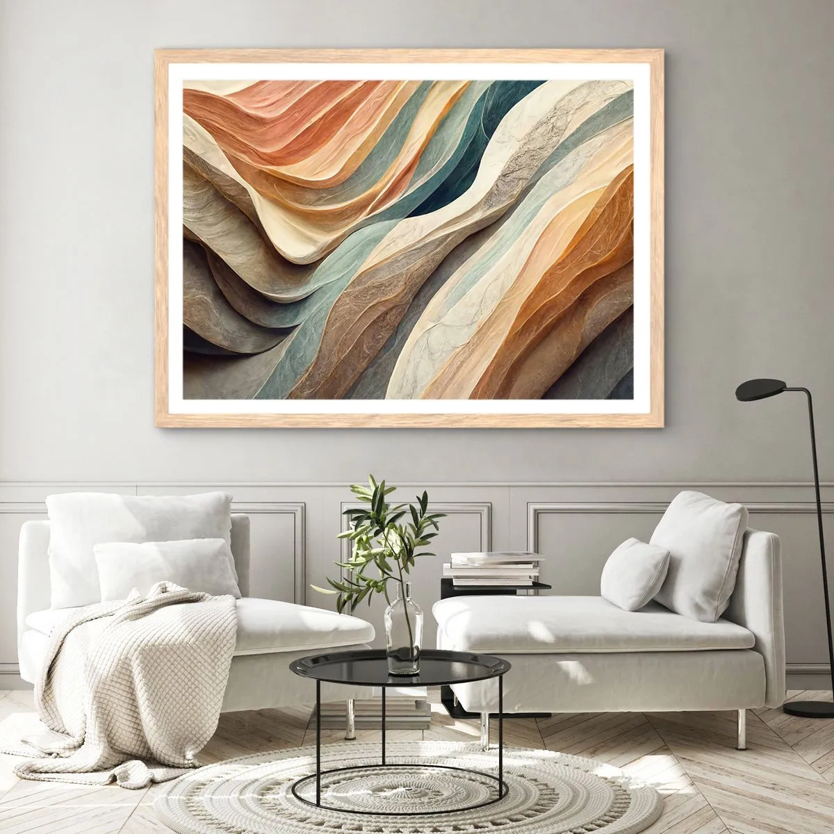 Póster en marco roble claro - Momentos previos al cambio - 100x70 cm